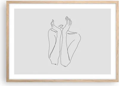 Produktbild von Gerahmtes Poster - Rahmen in heller Eiche - Träumerei Frau Skizze - 70x50 cm - Wand Bild - Wanddeko - Wandbilder - Kunstposter - Wandposter - Bilderrahmen - Bilder - Kunstdruck - P2NAA70x50-4414