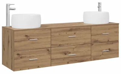 Productafbeelding van vidaXL Badkamerkastset, 3 stuks, Artisan eikenhout, 49,5 x 44,5 x 66 cm