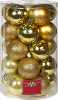 Produktbild von TrendLine Weihnachtskugeln bruchfest, langlebig Ø 6, 8 10 cm gold 26 Stück