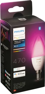 Obrázek produktu pro Philips Hue White and Color ambiance Svíčka – chytrá žárovka s paticí E14, Chytrá žárovka, Bluetooth/Zigbee, Bílá, LED, E14, B39