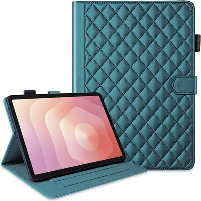 Obrázek produktu pro Pro Samsung Galaxy Tab S11 Designové pouzdro z umělé kůže Rhombus s funkcí stojánku Green