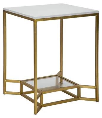 Obrázok produktu pre Mauro Ferretti Dvojitý mramorový stolík 47x47x60 cm zlatý biely