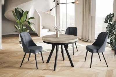 Immagine prodotto di Alpi Moebel, Tavolo da Pranzo Evo, Tavolo per Mangiare Allungabile, Diametro da 80 - 130 cm, Sonoma
