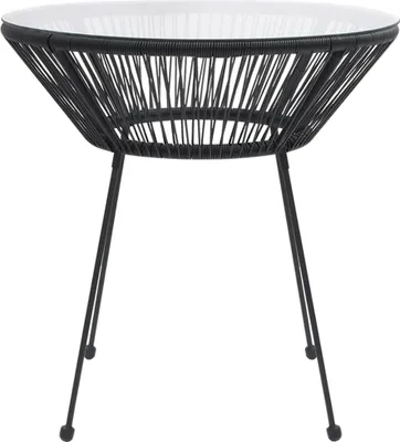 Produktbild von vidaXL Garten-Esstisch Schwarz Ø70x74 cm Rattan und Glas