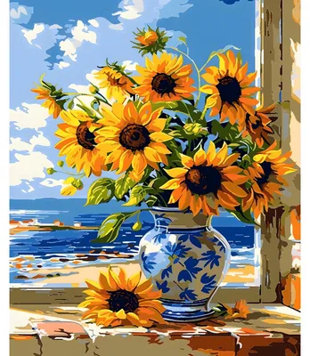 Productafbeelding van Schilderen op Nummer Set - Zonnebloemen - 30x40 cm
