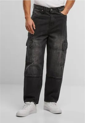 Obrázek produktu pro Pánské džíny Urban Classics Tapered Heavy Ounce Baggy Cargo Jeans black washed - 36