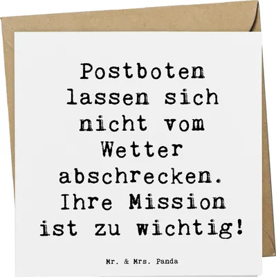 Produktbild von Mr. & Mrs. Panda Grußkarte Spruch Postbote Held - Weiß - Geschenk, Berufsleben, handgefertigte Geschenke, Berufsprodukte, faltkarte, anlasskarte, doppelkarte, Hingabe