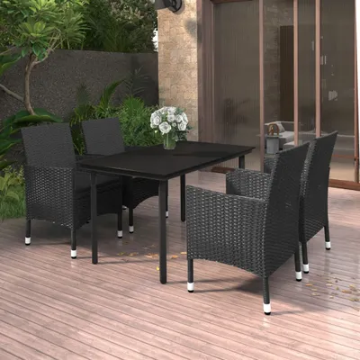 Produktbild von The Living Store 5-tlg. Garten-Essgruppe mit Auflagen Poly Rattan und Glas