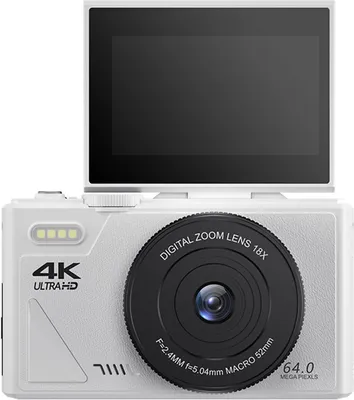 Obrázek produktu pro ZELURXX digitální fotoaparát, 64GB dětský fotoaparát, pro začátečníky, 3,0", 64MP, WiFi, 18x zoom, pro cestování a vlogování, bílý