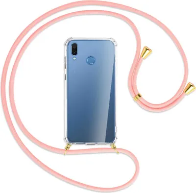 Produktbild von Handykette Backcover-Schutzhülle mit Band (Metall goldfarben) für Honor Play - rosa