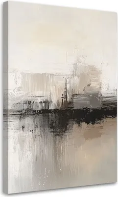 Produktbild von Leinwandbild Moderne grau-beige Abstraktion 60x90 Feeby Grau bild für die wand bereit zum aufhängen