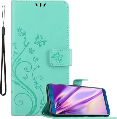 Obrázek produktu pro Cadorabo Pouzdro pro Honor 9 LITE Ochranné pouzdro v tyrkysové barvě Ochranný kryt Mobilní pouzdro Květiny Flower
