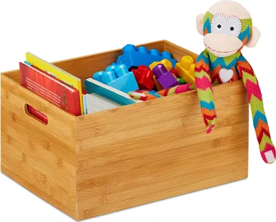 Zdjęcie produktu dla Uniwersalne bambusowe pudełko do przechowywania kosmetyków i zabawek 14x40x30 cm - Relaxdays