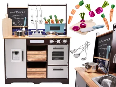 Obrázok produktu pre Aga Detská drevená kuchynka MDF LOFT XXL s príslušenstvom