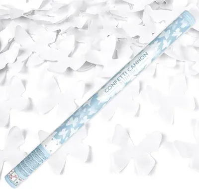 Productafbeelding van Confettikanon, vlinders, wit, 80 cm