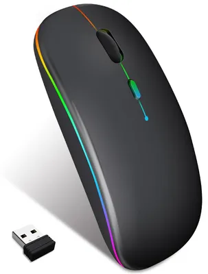 Produktbild von Kabellose Laptop-Maus mit BT GHz-USB-Empfänger Bluetooth-Maus leise wiederaufladbar kompatibel mit Pro Air Chromebook Computer Tablet