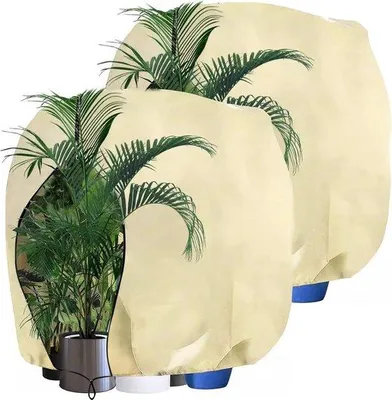 Produktbild von Famanu Winterabdeckung für Pflanzen, 200 x 240 cm, atmungsaktive und reißfeste Schutzhülle, beige, 2 Stück