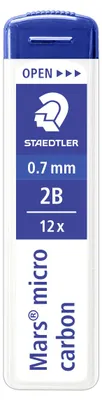 Produktbild von STAEDTLER Mars micro 250 Mine für Druckbleistift Dose mit 12 Minen, 0.7 mm, 2B