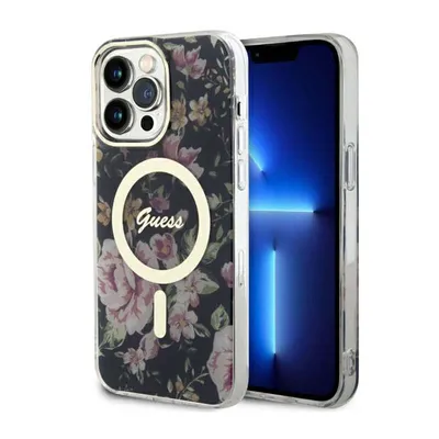 Produktbild von Guess Guhmp14Xhcfwsk Hülle Für Iphone 14 Pro Max 6,7 - Schwarz Flower Magsafe