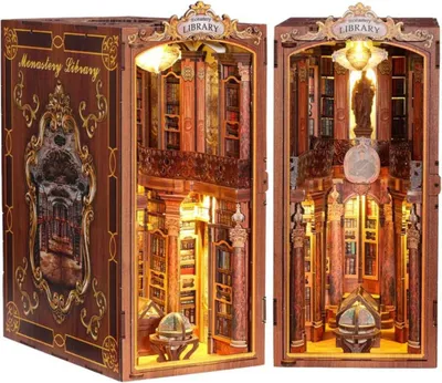 Image de Habarri | DIY Book Nook - Les livres de l'Ordre du Phénix - Puzzle 3D - Kit maison miniature avec meubles et lumière LED - Kit coin de livre