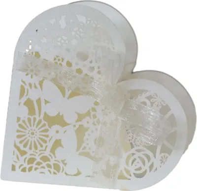 Produktbild von 50pcs Hochzeit Süßigkeiten Boxen, Liebe Herzform Hohlen Süßigkeiten Box Cookie Geschenk-Boxen Romantische Hochzeit Favors Niedlich Schokolade Box