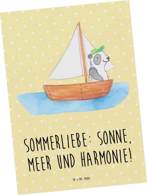Produktbild von Mr. & Mrs. Panda Grußkarte Sommerliebe - Gelb Pastell - Geschenk, Postkarten, Sommerprodukte, Summer Feelings, bildkarte, Handgefertigte Produkte, Postkarte, Fotokarte