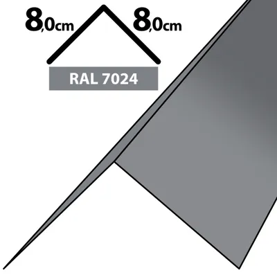 Produktbild von 1m Winkelblech Kantblech Kante Blechwinkel pulverbeschichtetes 0,5mm Zuschnitt 16cm RAL-7024 Grau