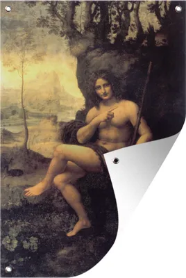 Produktbild von MuchoWow® 60x90 cm Outdoor-Poster Gartendeko Sichtschutz Garten Poster für den Garten  Der heilige Johannes in der Wüste - Leonardo da Vinci