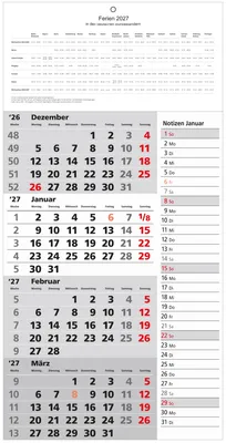 Produktbild von 2027 GÜSS 4-Monatskalender mit Notizspalte