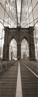 Produktbild von Wallario Poster - Brooklyn Bridge in New York, Kunstdruck Größe: 50 x 125 cm