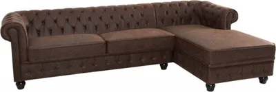 Produktbild von Casa Padrino Chesterfield Ecksofa Vintage Braun 280 x 165 x H. 73 cm - Kunstleder Wohnzimmer Sofa - Chesterfield Möbel