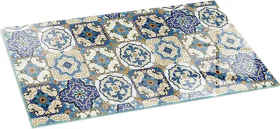 Zdjęcie produktu dla Szklana podstawa do pieca 120x60 cm - płyta kominkowa - szkło ochronne - płyta chroniąca przed iskrami - szklana podstawa ognioodporna - płyta chroniąca przed ciepłem - szklana podstawa ochronna - wzór mozaiki z kwiatami