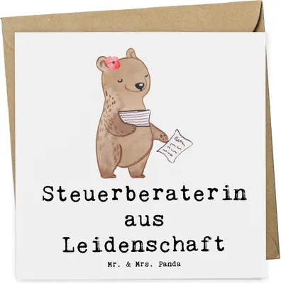 Produktbild von Mr. & Mrs. Panda faltkarte Steuerberaterin Leidenschaft - Weiß - Geschenk, Klappkarte, doppelkarte, Glückwunschkarte, anlasskarte, Grußkarte