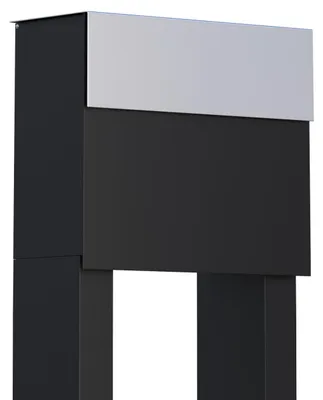 Produktbild von Standbriefkasten Molto in Schwarz mit Edelstahlklappe