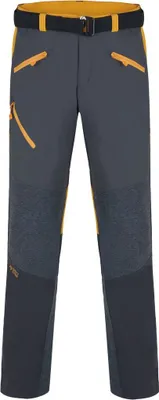Herren Trekkinghose CASCADE TOP von DirectAlpine in Grau mit orangefarbenen Akzenten und mehreren Taschen.