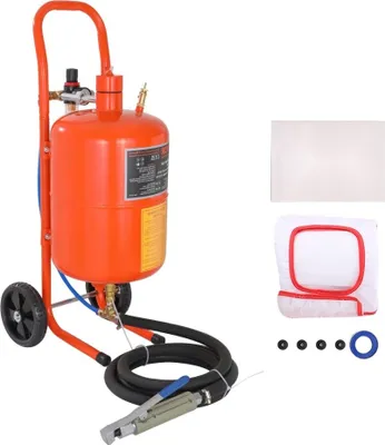 Immagine prodotto di Sandblasting Master® - Sabbiatrice mobile da 18,92 L, tubo flessibile di lavoro da 243,84 cm con pressione di lavoro di 60-110 PSI - ideale per la rimozione della ruggine, la sverniciatura, la rimozione delle macchie e la lucidatura di grandi superfici.