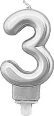 Immagine prodotto di Candela con il numero "3" in argento