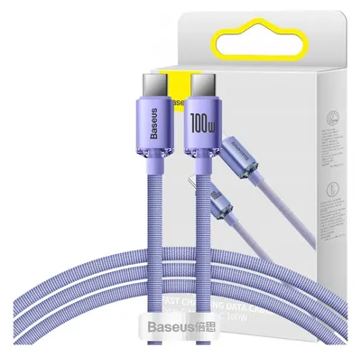 Immagine prodotto di Cavo Usb-C Do Usb-C Baseus Crystal Shine, 100W, 1,2M (Fioletowy)