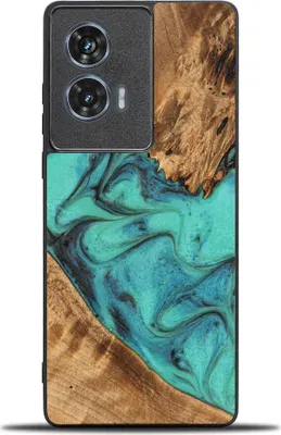 Image de Housse en bois Bewood Unique - Turquoise pour Motorola Edge 50 Fusion