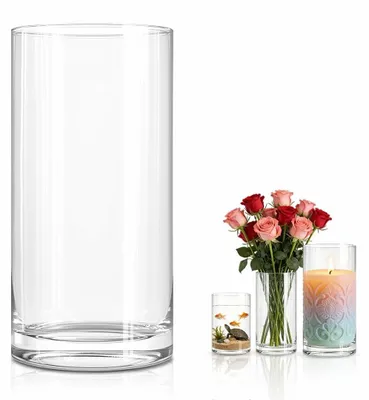 Immagine prodotto di Vaso cilindrico in vetro trasparente, altezza 25 cm