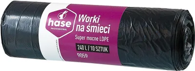Zdjęcie produktu dla Worki na śmieci 240l HASE LDPE 10 szt. czarne