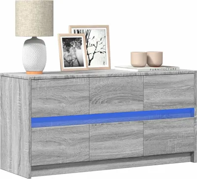 Produktbild von Möbel TV-Schrank mit LED-Beleuchtung Grau Sonoma 100x34x50 cm - TV-Schränke &44034