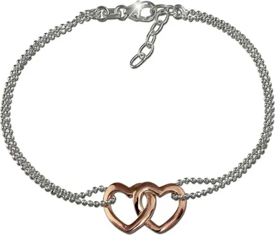 Produktbild von SilberDream 18cm Armband Doppelherz poliert silber rose Damen Schmuck D2SDA2158T
