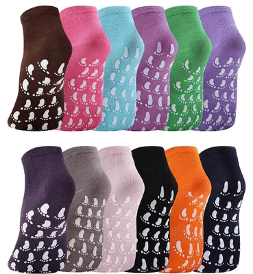 Produktbild von 12 Paar Damenpantoffeln, Socken, rutschfeste Socken, Trampolinsocken für Erwachsene, Yogasocken