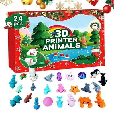 Obrázek produktu pro Adventní kalendář s odpočtem mořských živočichů 24 dní kreslené sběratelské figurky