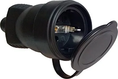 Produktbild von NEU Vollgummi Schuko  Kupplung 250V- 16A, mit Abdeckkappe,Hergestellt im EU