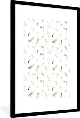 Produktbild von MuchoWow® MuchoWow® Gerahmtes Poster Pflanzen - Vintage - Pastell 60x90 cm - Poster mit zchwarzem Bilderrahmen - Dekoration - Wandposter Wohnzimmer - Hochwertig