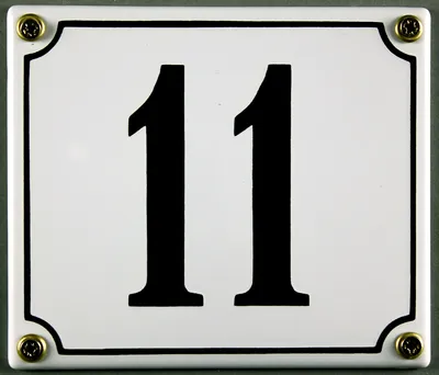 Produktbild von Hausnummernschild 11 weiß 12x14 cm  Schild Emaille Hausnummer Haus Nummer Zahl Ziffe
