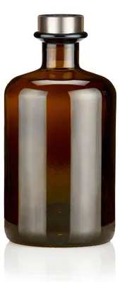 Zdjęcie produktu dla Brązowe butelki apteczne 500 ml z korkiem, 1 elegancka, pusta butelka z brązowego szkła o pojemności 0,5 l z korkiem w kolorze tytanowym