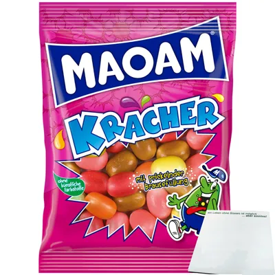 Produktbild von Maoam Kracher mit prickelnder Brausefüllung (200g Packung) + usy Block